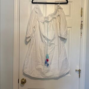 J. McLaughlin White Ruffled Off the Shoulder Dress